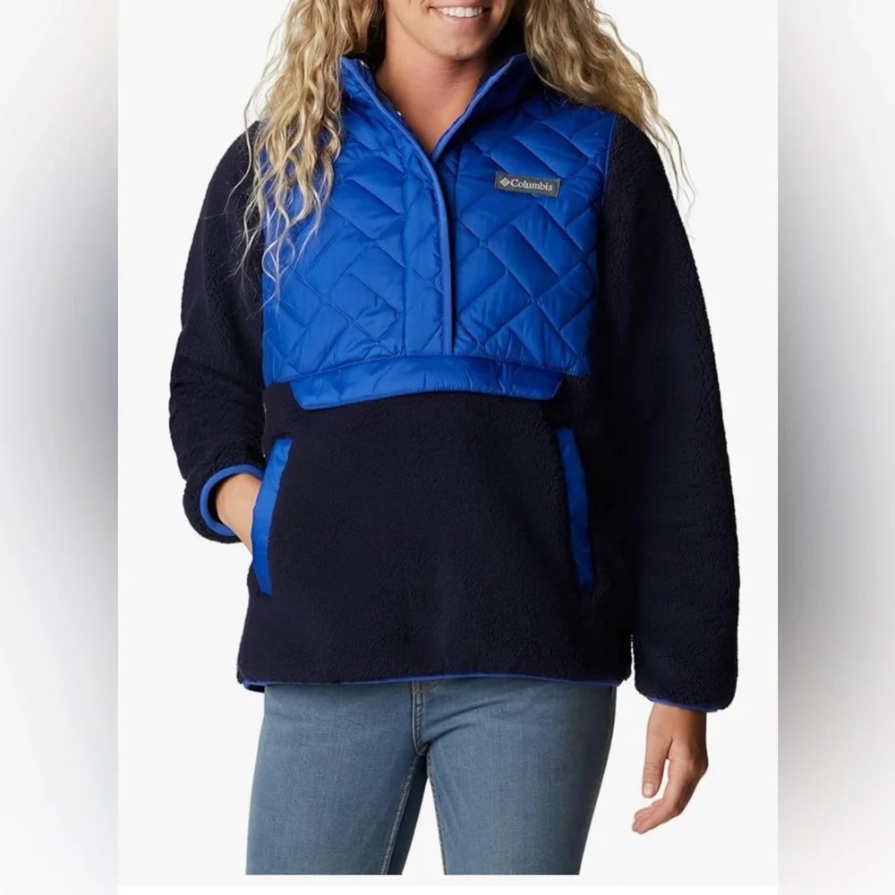 Columbia Women's Sweet View Fleece Hooded Pullover Lapis Blue Dark Nocturnal XL! - Picture 1 of 12